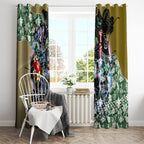 Personalized Collingwood Football Magpies Window Curtain Tropical Hibiscus Flowers - Pacific Fusion Style
