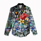Personalized Collingwood Football Magpies Women Casual Shirt Tropical Hibiscus Flowers - Pacific Fusion Style