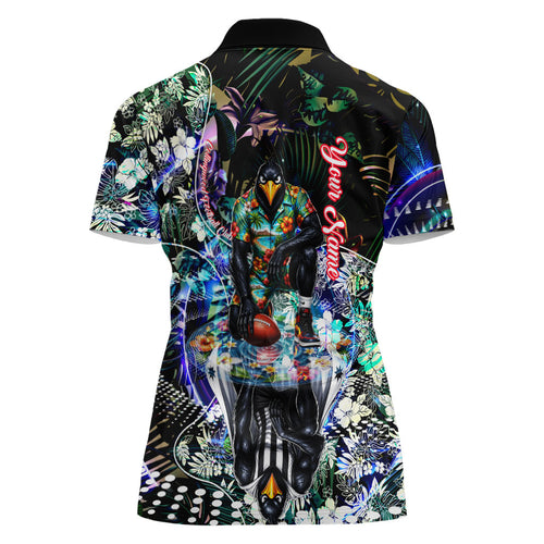 Personalized Collingwood Football Magpies Women Polo Shirt Tropical Hibiscus Flowers - Pacific Fusion Style