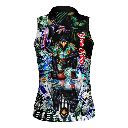 Personalized Collingwood Football Magpies Women Sleeveless Polo Shirt Tropical Hibiscus Flowers - Pacific Fusion Style