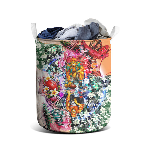 Personalized Greater Western Sydney Giants Laundry Basket Tropical Hibiscus Flowers - Pacific Fusion Style