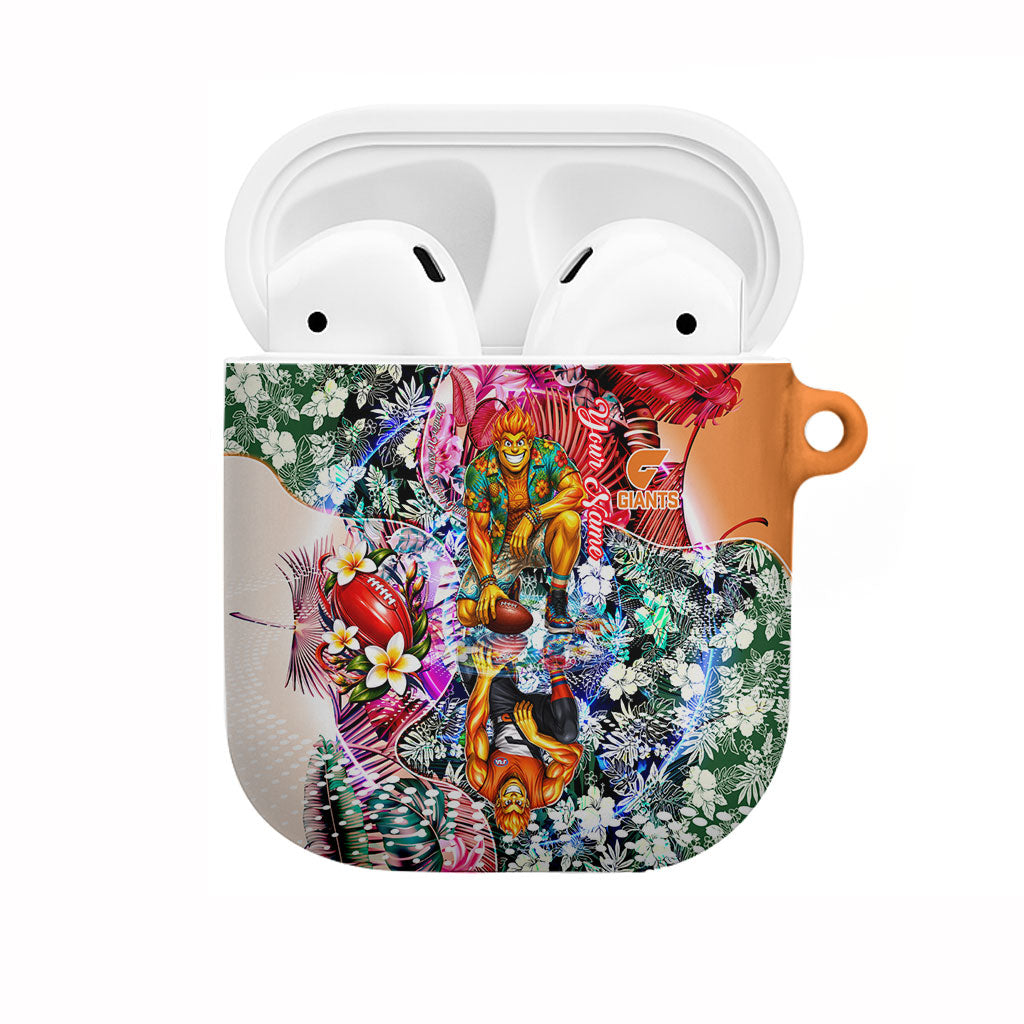 Personalized Greater Western Sydney Giants AirPods Case Tropical Hibiscus Flowers - Pacific Fusion Style