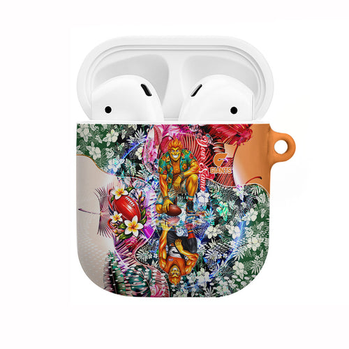 Personalized Greater Western Sydney Giants AirPods Case Tropical Hibiscus Flowers - Pacific Fusion Style