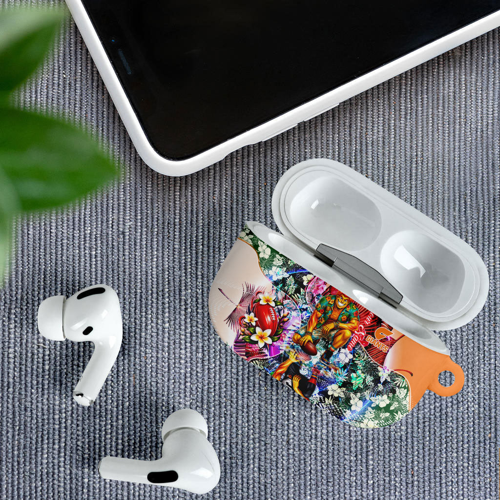 Personalized Greater Western Sydney Giants AirPods Case Tropical Hibiscus Flowers - Pacific Fusion Style