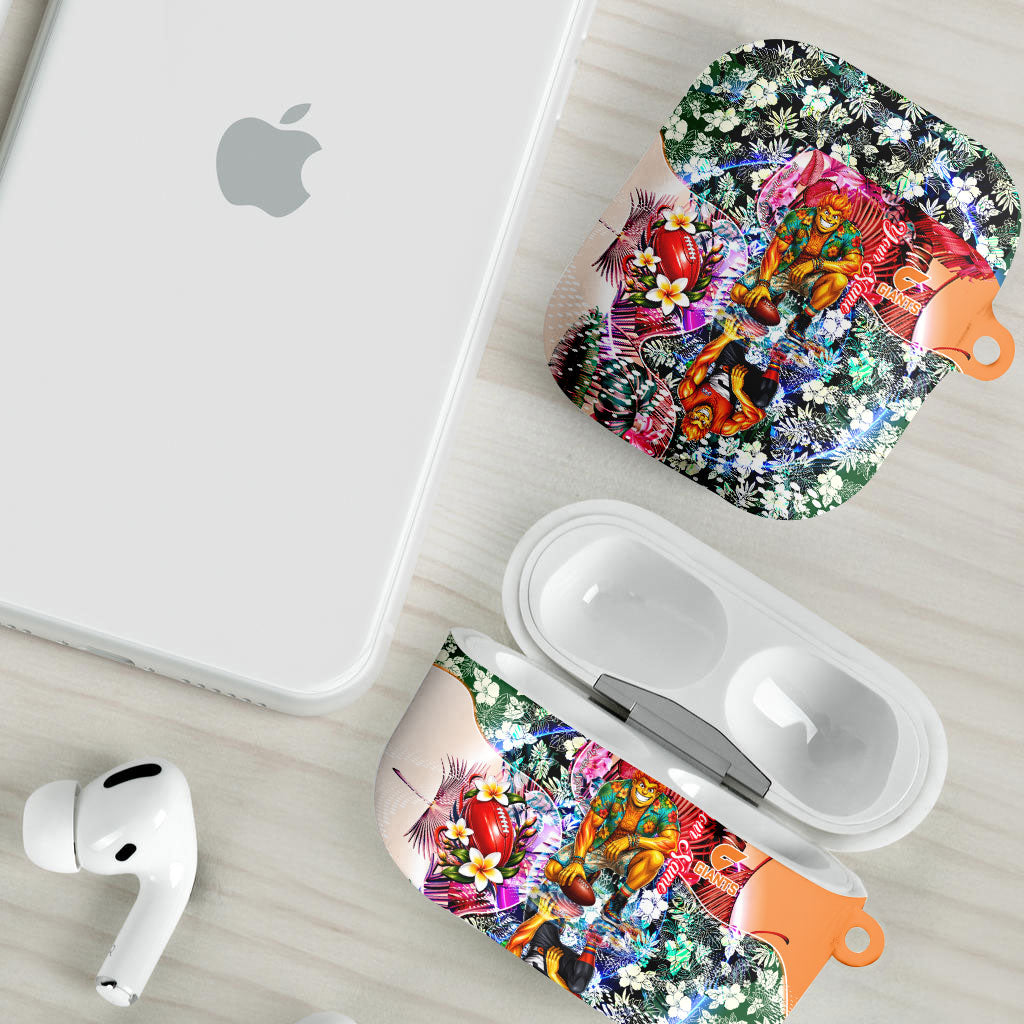 Personalized Greater Western Sydney Giants AirPods Case Tropical Hibiscus Flowers - Pacific Fusion Style