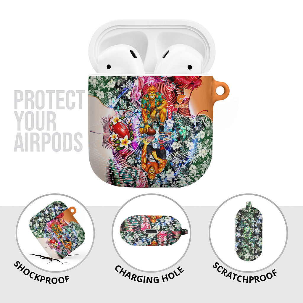 Personalized Greater Western Sydney Giants AirPods Case Tropical Hibiscus Flowers - Pacific Fusion Style
