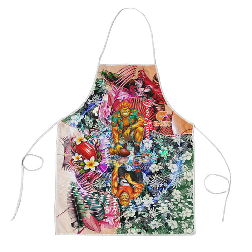 Personalized Greater Western Sydney Giants Apron Tropical Hibiscus Flowers - Pacific Fusion Style