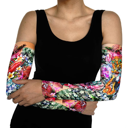 Personalized Greater Western Sydney Giants Arm Sleeves Tropical Hibiscus Flowers - Pacific Fusion Style