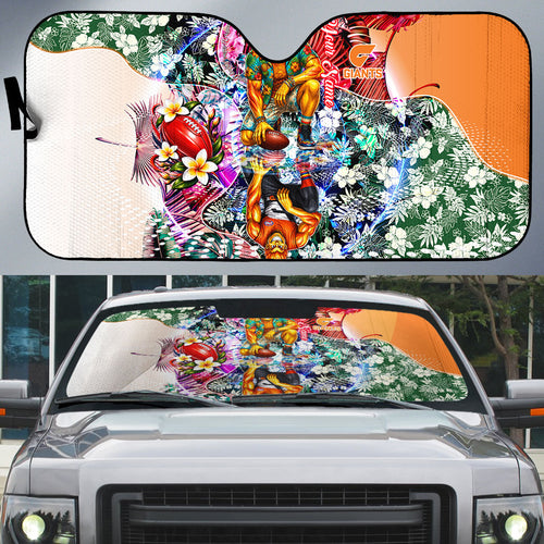 Personalized Greater Western Sydney Giants Auto Sun Shade Tropical Hibiscus Flowers - Pacific Fusion Style