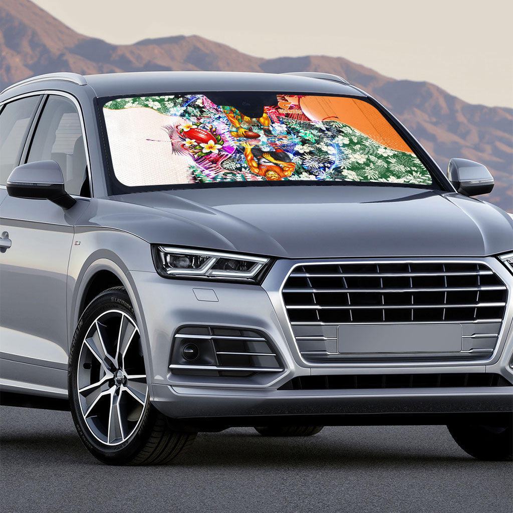 Personalized Greater Western Sydney Giants Auto Sun Shade Tropical Hibiscus Flowers - Pacific Fusion Style
