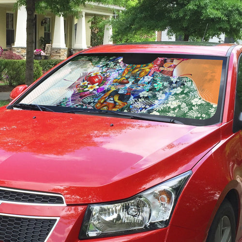 Personalized Greater Western Sydney Giants Auto Sun Shade Tropical Hibiscus Flowers - Pacific Fusion Style