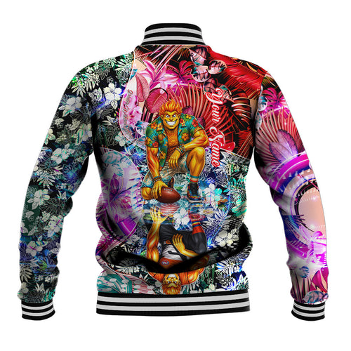 Personalized Greater Western Sydney Giants Baseball Jacket Tropical Hibiscus Flowers - Pacific Fusion Style