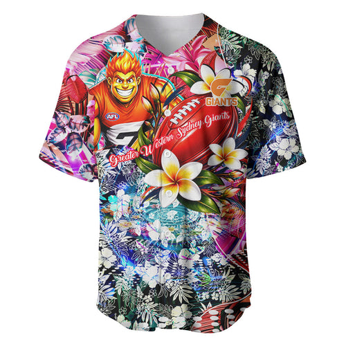 Personalized Greater Western Sydney Giants Baseball Jersey Tropical Hibiscus Flowers - Pacific Fusion Style