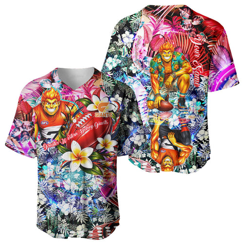 Personalized Greater Western Sydney Giants Baseball Jersey Tropical Hibiscus Flowers - Pacific Fusion Style