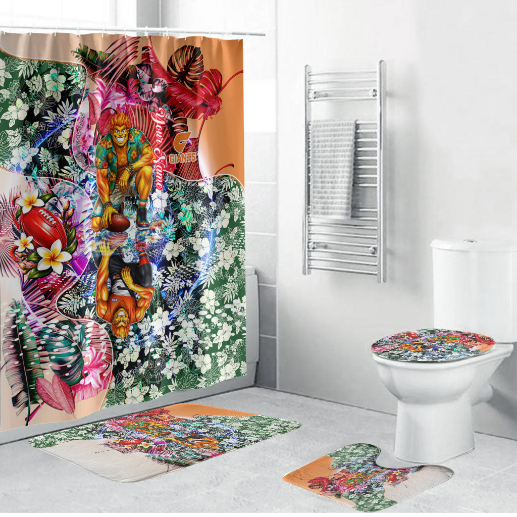 Personalized Greater Western Sydney Giants Bathroom Set Tropical Hibiscus Flowers - Pacific Fusion Style