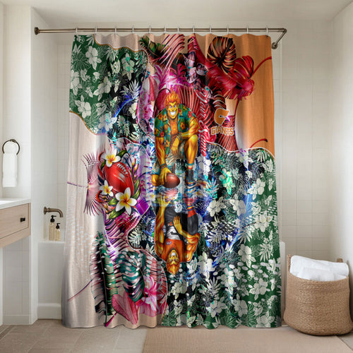 Personalized Greater Western Sydney Giants Bathroom Set Tropical Hibiscus Flowers - Pacific Fusion Style