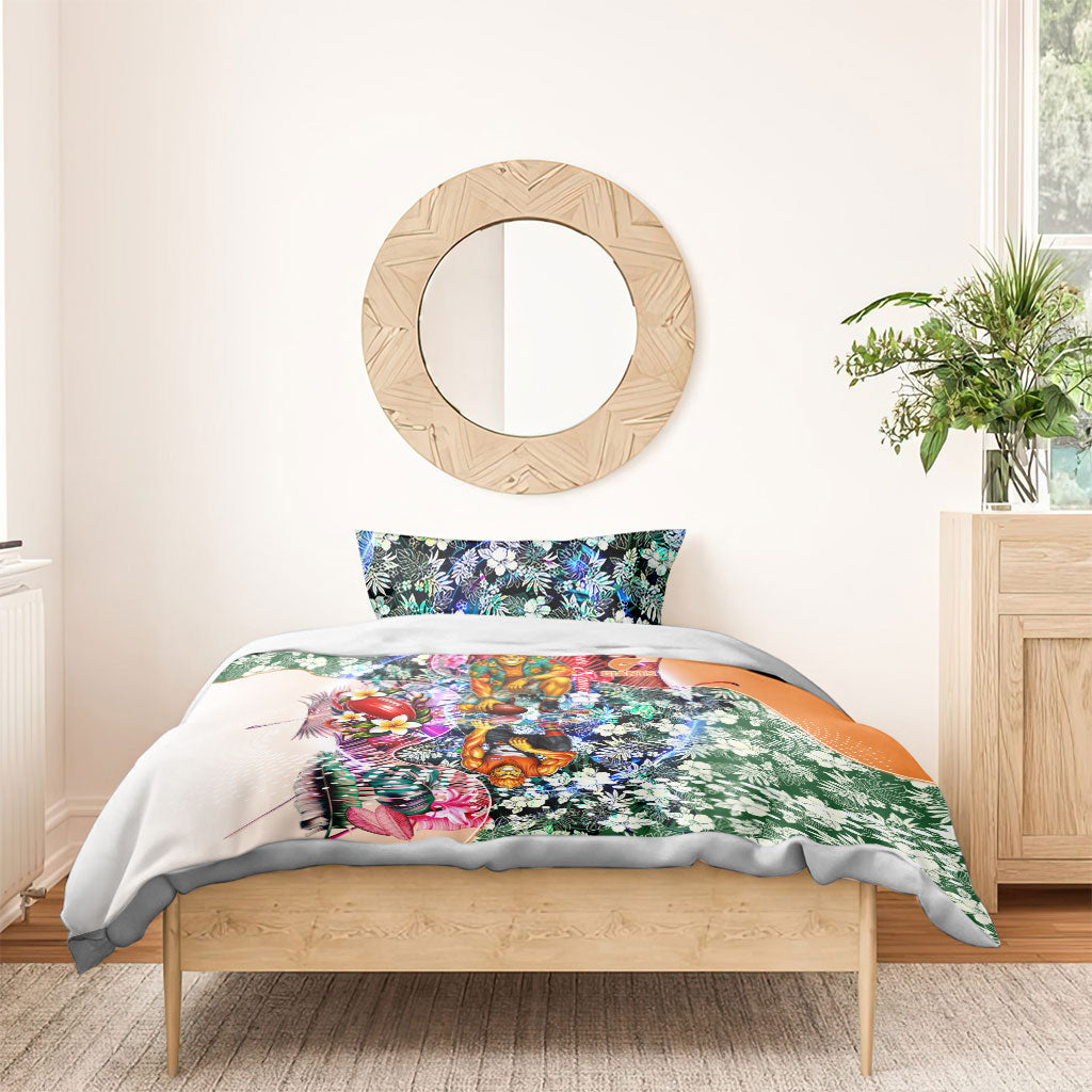 Personalized Greater Western Sydney Giants Bedding Set Tropical Hibiscus Flowers - Pacific Fusion Style