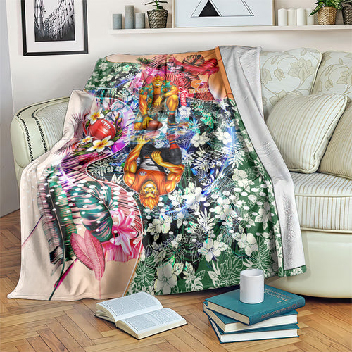 Personalized Greater Western Sydney Giants Blanket Tropical Hibiscus Flowers - Pacific Fusion Style