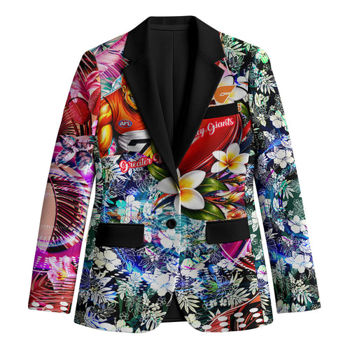 Personalized Greater Western Sydney Giants Blazer Tropical Hibiscus Flowers - Pacific Fusion Style
