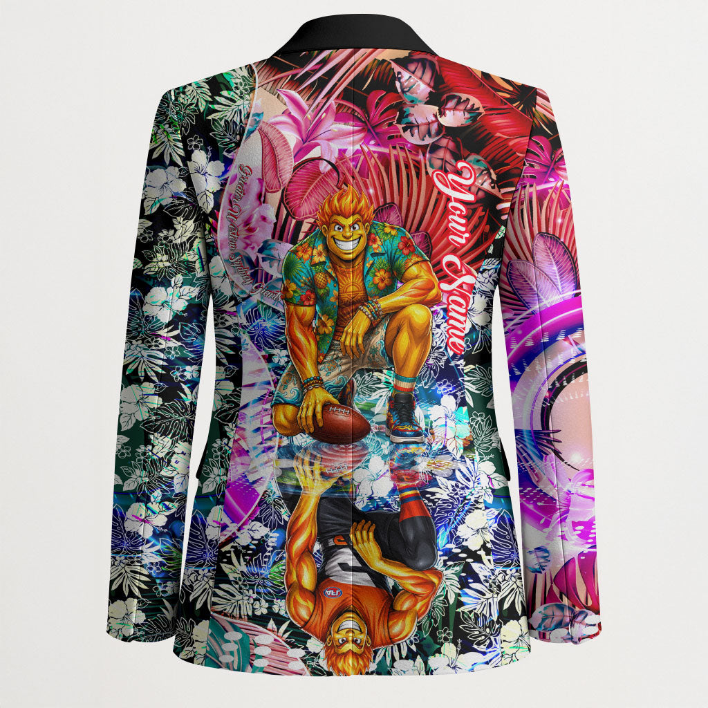 Personalized Greater Western Sydney Giants Blazer Tropical Hibiscus Flowers - Pacific Fusion Style