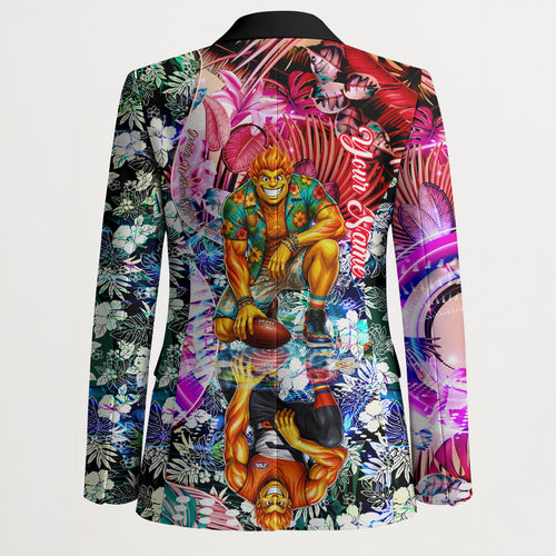 Personalized Greater Western Sydney Giants Blazer Tropical Hibiscus Flowers - Pacific Fusion Style