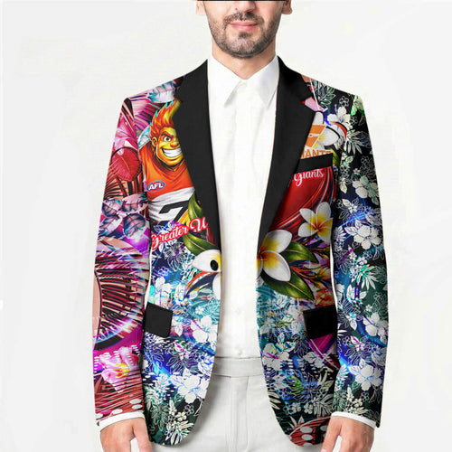 Personalized Greater Western Sydney Giants Blazer Tropical Hibiscus Flowers - Pacific Fusion Style