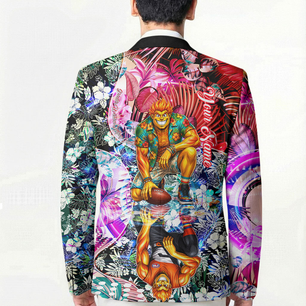 Personalized Greater Western Sydney Giants Blazer Tropical Hibiscus Flowers - Pacific Fusion Style