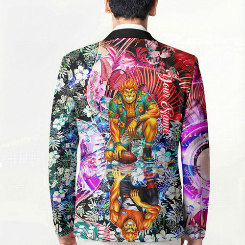Personalized Greater Western Sydney Giants Blazer Tropical Hibiscus Flowers - Pacific Fusion Style