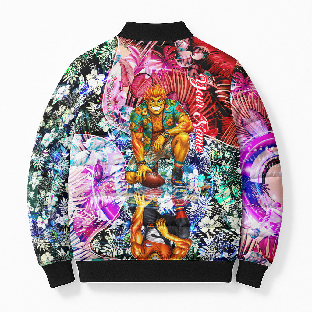 Personalized Greater Western Sydney Giants Bomber Puffer Jacket Tropical Hibiscus Flowers - Pacific Fusion Style