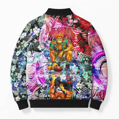 Personalized Greater Western Sydney Giants Bomber Puffer Jacket Tropical Hibiscus Flowers - Pacific Fusion Style