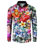 Personalized Greater Western Sydney Giants Button Sweatshirt Tropical Hibiscus Flowers - Pacific Fusion Style