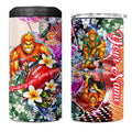 Personalized Greater Western Sydney Giants 4 in 1 Can Cooler Tumbler Tropical Hibiscus Flowers - Pacific Fusion Style