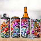 Personalized Greater Western Sydney Giants 4 in 1 Can Cooler Tumbler Tropical Hibiscus Flowers - Pacific Fusion Style
