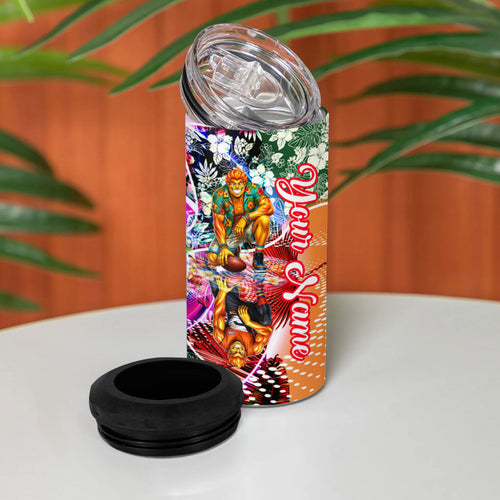 Personalized Greater Western Sydney Giants 4 in 1 Can Cooler Tumbler Tropical Hibiscus Flowers - Pacific Fusion Style