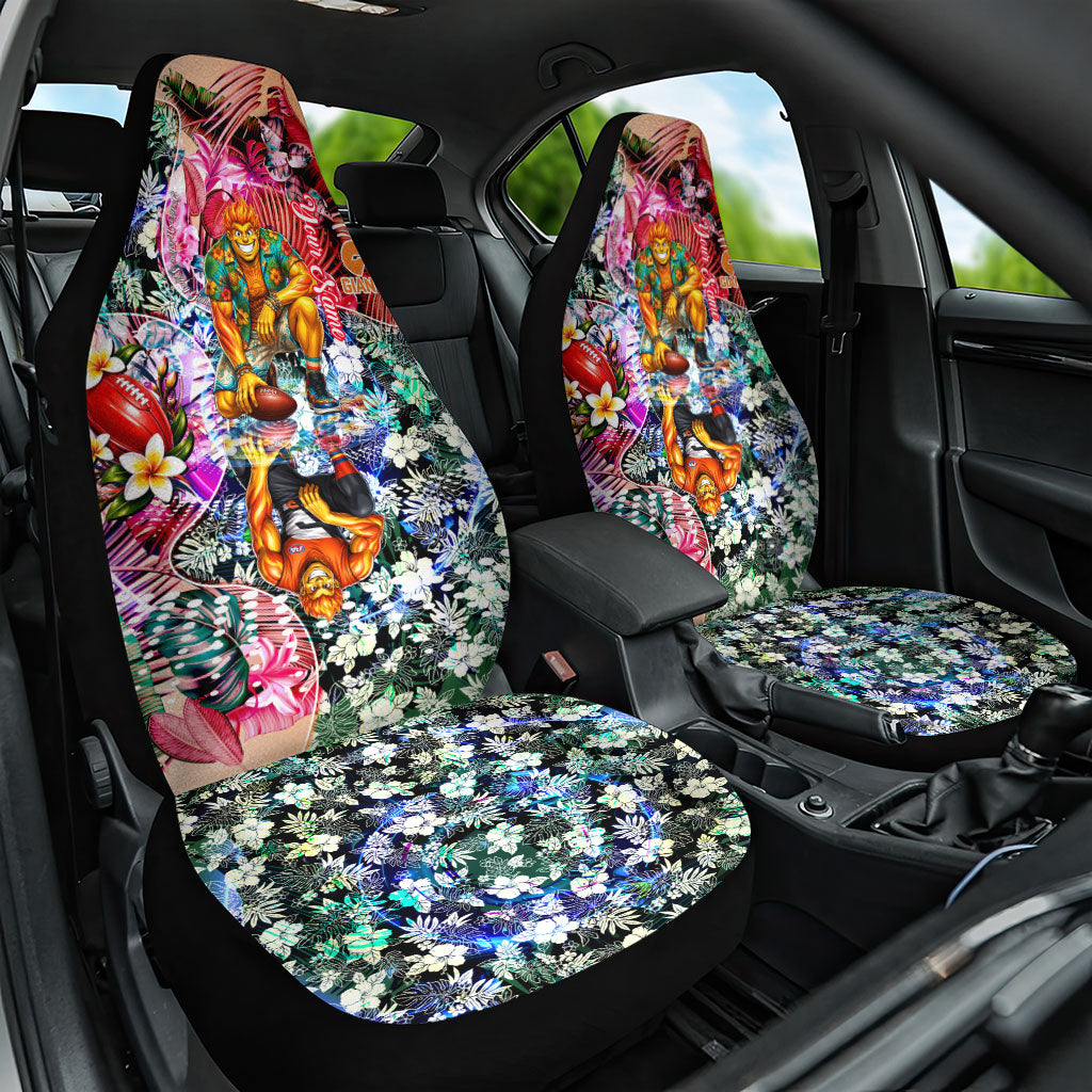 Personalized Greater Western Sydney Giants Car Seat Cover Tropical Hibiscus Flowers - Pacific Fusion Style
