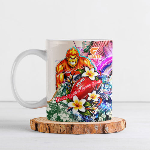 Personalized Greater Western Sydney Giants Ceramic Mug Tropical Hibiscus Flowers - Pacific Fusion Style