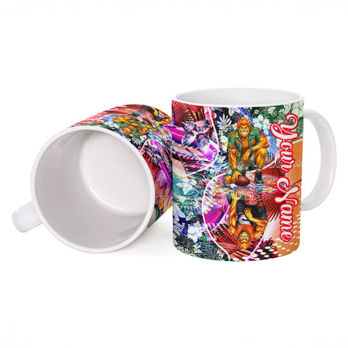 Personalized Greater Western Sydney Giants Ceramic Mug Tropical Hibiscus Flowers - Pacific Fusion Style