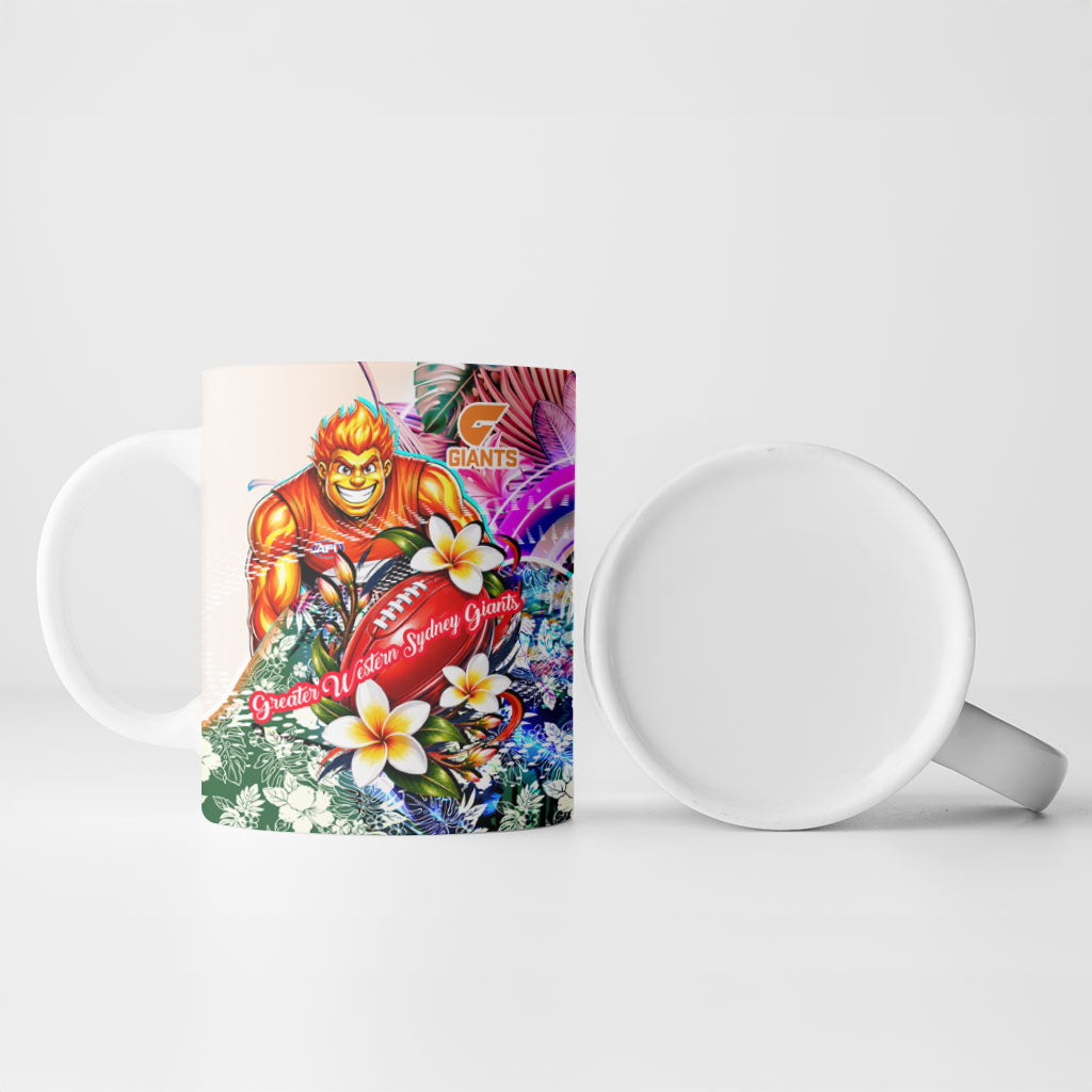 Personalized Greater Western Sydney Giants Ceramic Mug Tropical Hibiscus Flowers - Pacific Fusion Style