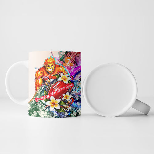 Personalized Greater Western Sydney Giants Ceramic Mug Tropical Hibiscus Flowers - Pacific Fusion Style