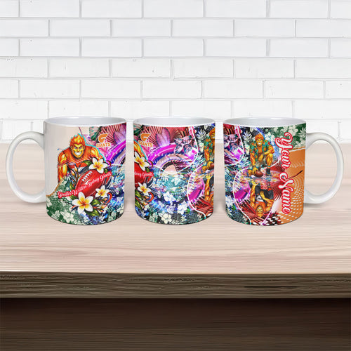 Personalized Greater Western Sydney Giants Ceramic Mug Tropical Hibiscus Flowers - Pacific Fusion Style