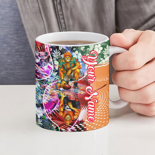 Personalized Greater Western Sydney Giants Ceramic Mug Tropical Hibiscus Flowers - Pacific Fusion Style