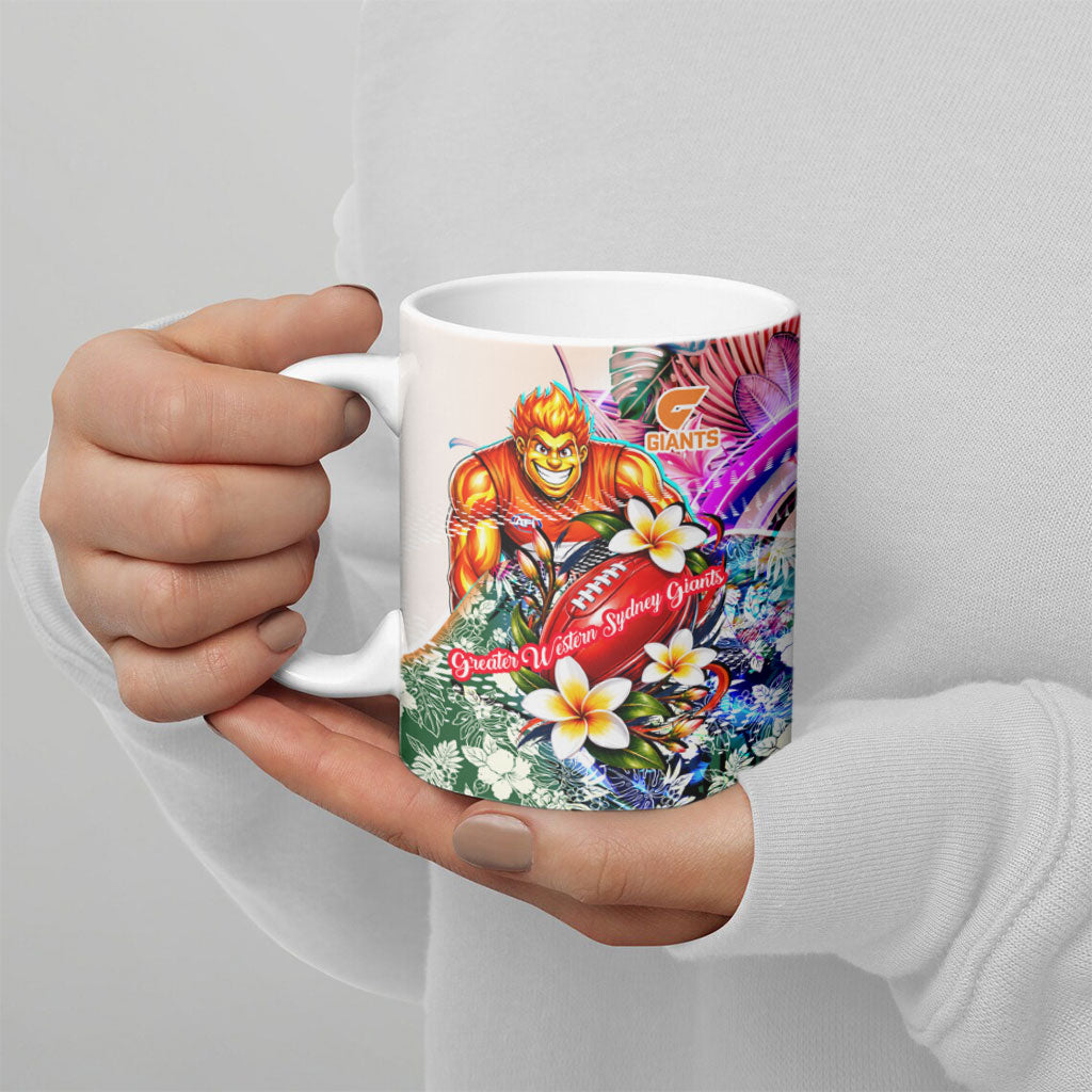 Personalized Greater Western Sydney Giants Ceramic Mug Tropical Hibiscus Flowers - Pacific Fusion Style