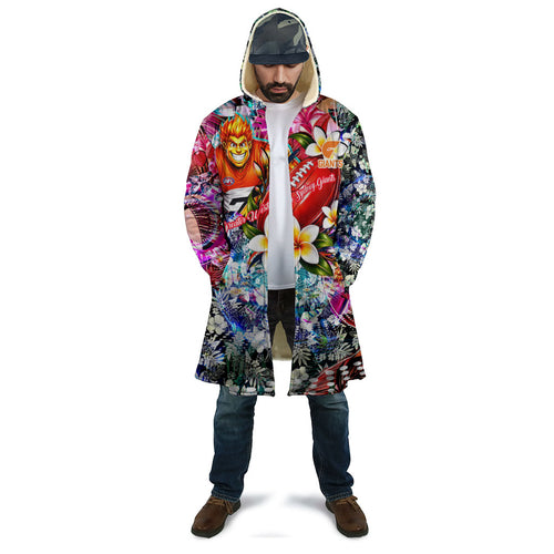 Personalized Greater Western Sydney Giants Cloak Tropical Hibiscus Flowers - Pacific Fusion Style