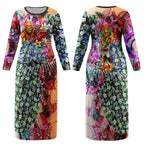 Personalized Greater Western Sydney Giants Couples Matching Long Sleeve Bodycon Dress and Hawaiian Shirt Tropical Hibiscus Flowers - Pacific Fusion Style
