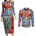 Personalized Greater Western Sydney Giants Couples Matching Long Sleeve Bodycon Dress and Long Sleeve Button Shirt Tropical Hibiscus Flowers - Pacific Fusion Style