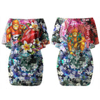 Personalized Greater Western Sydney Giants Couples Matching Off Shoulder Short Dress and Long Sleeve Button Shirt Tropical Hibiscus Flowers - Pacific Fusion Style