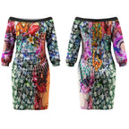 Personalized Greater Western Sydney Giants Couples Matching Off The Shoulder Long Sleeve Dress and Hawaiian Shirt Tropical Hibiscus Flowers - Pacific Fusion Style
