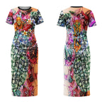 Personalized Greater Western Sydney Giants Couples Matching Short Sleeve Bodycon Dress and Hawaiian Shirt Tropical Hibiscus Flowers - Pacific Fusion Style