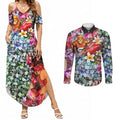 Personalized Greater Western Sydney Giants Couples Matching Summer Maxi Dress and Long Sleeve Button Shirt Tropical Hibiscus Flowers - Pacific Fusion Style
