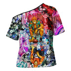 Personalized Greater Western Sydney Giants Cross Shoulder Shirt Tropical Hibiscus Flowers - Pacific Fusion Style